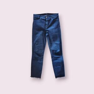 J Brand Women's Maria High Rise Skinny Dark Indigo Cutoff Ankle Jeans Size 31